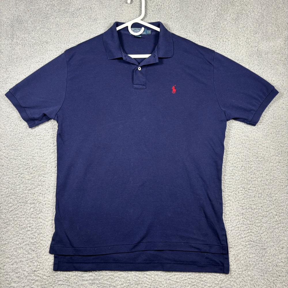 Polo Ralph Lauren Polo Shirt Mens L Navy Blue Short Sleeve Pony Logo Cotton